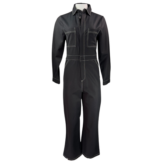 Black Boiler Suit with White Topstitch