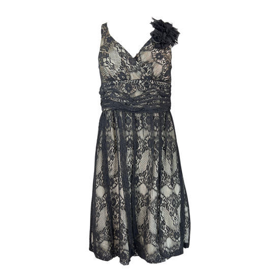 Traffic People Black Lace Balloon Dress