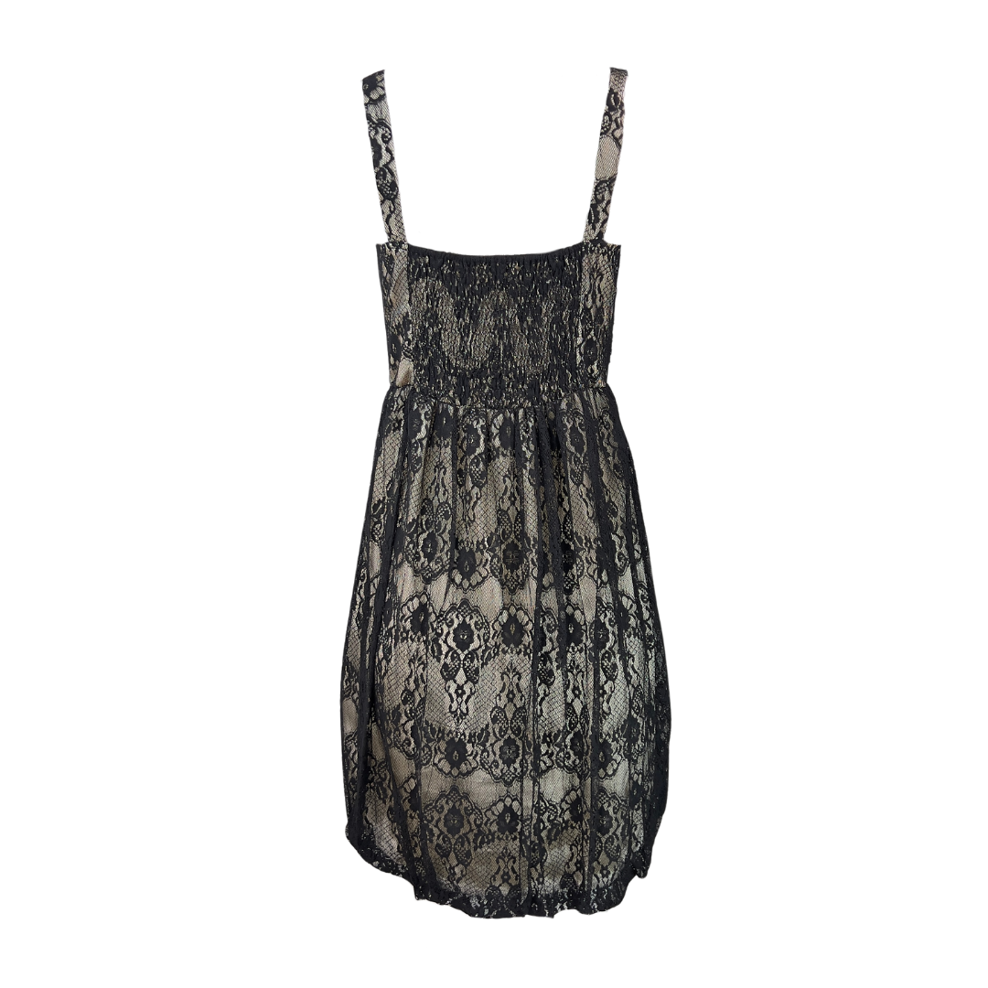 Traffic People Black Lace Balloon Dress