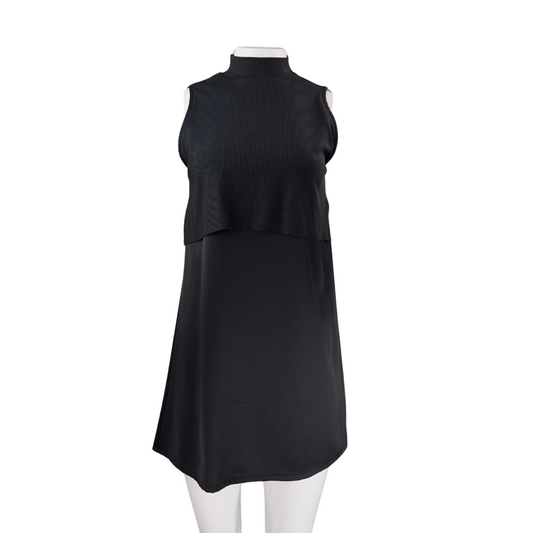 Zara Black Mock Neck Layered Dress
