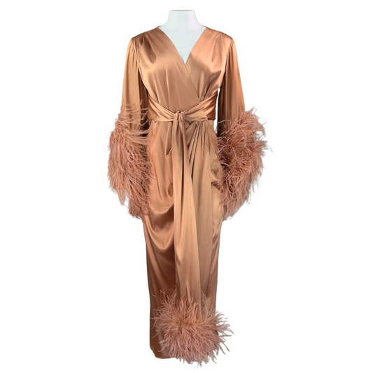 D'Lish Bronze Robe with Feather Cuffs