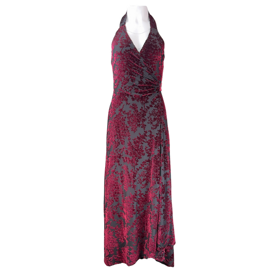Dress the Population Burgundy Devore Halter Dress