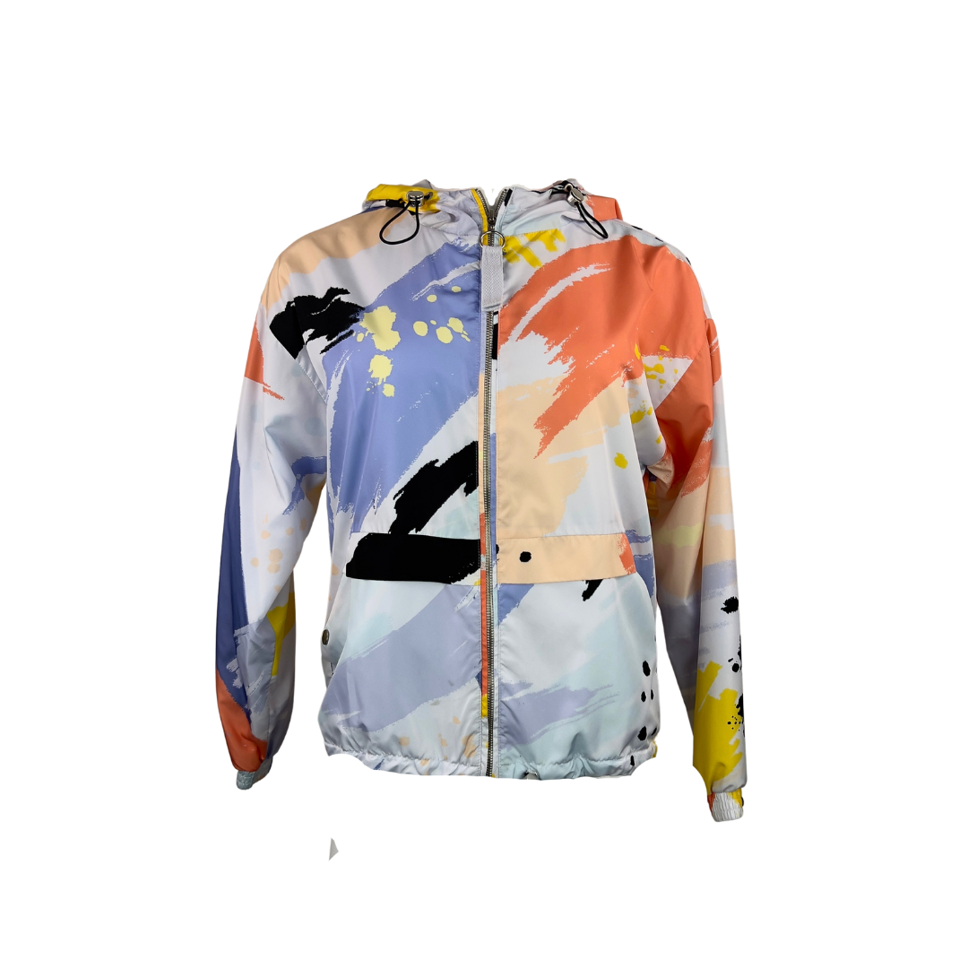 F21 Multi Color Windbreaker with Hood