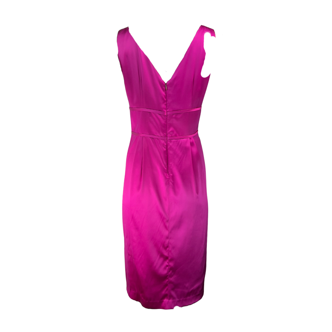 Satin Fuchsia Sleeveless Dress