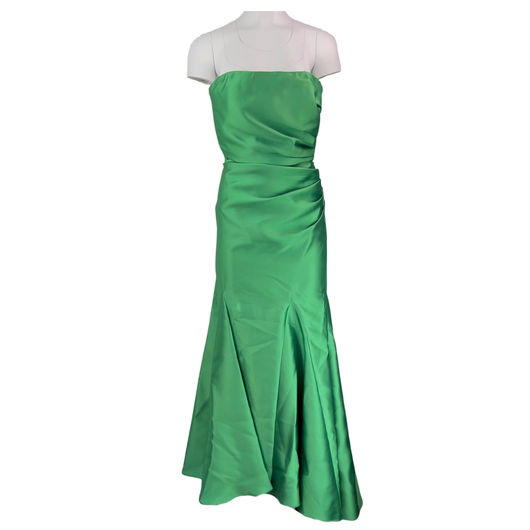 Green Satin Strapless Gown