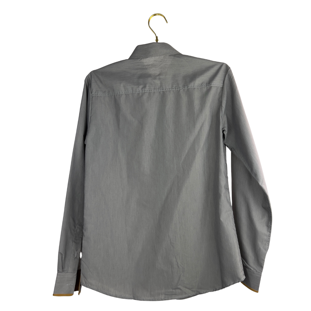 Grey Dress Shirt with Brown Trim
