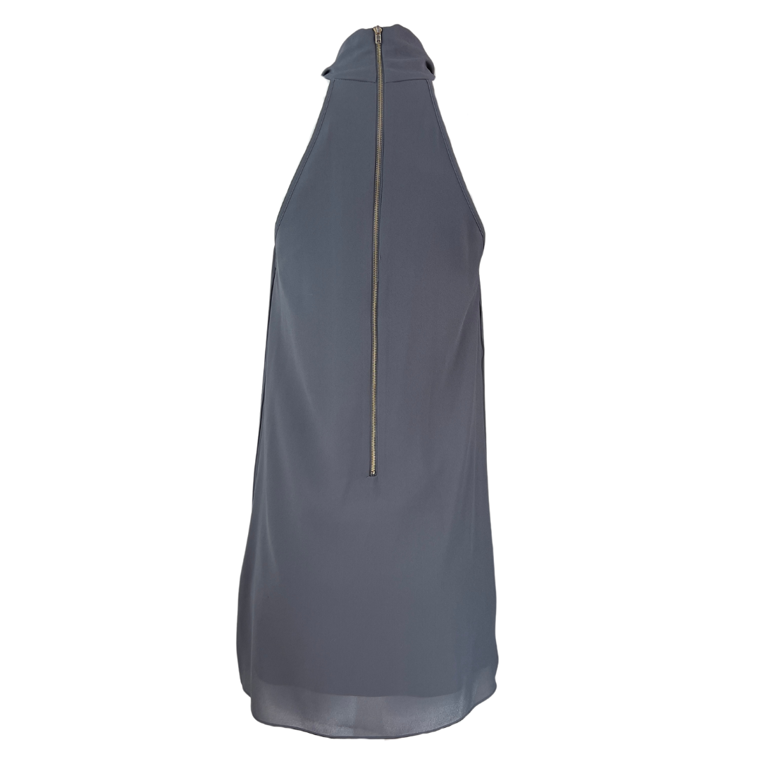 Grey Pleated Halter Dress