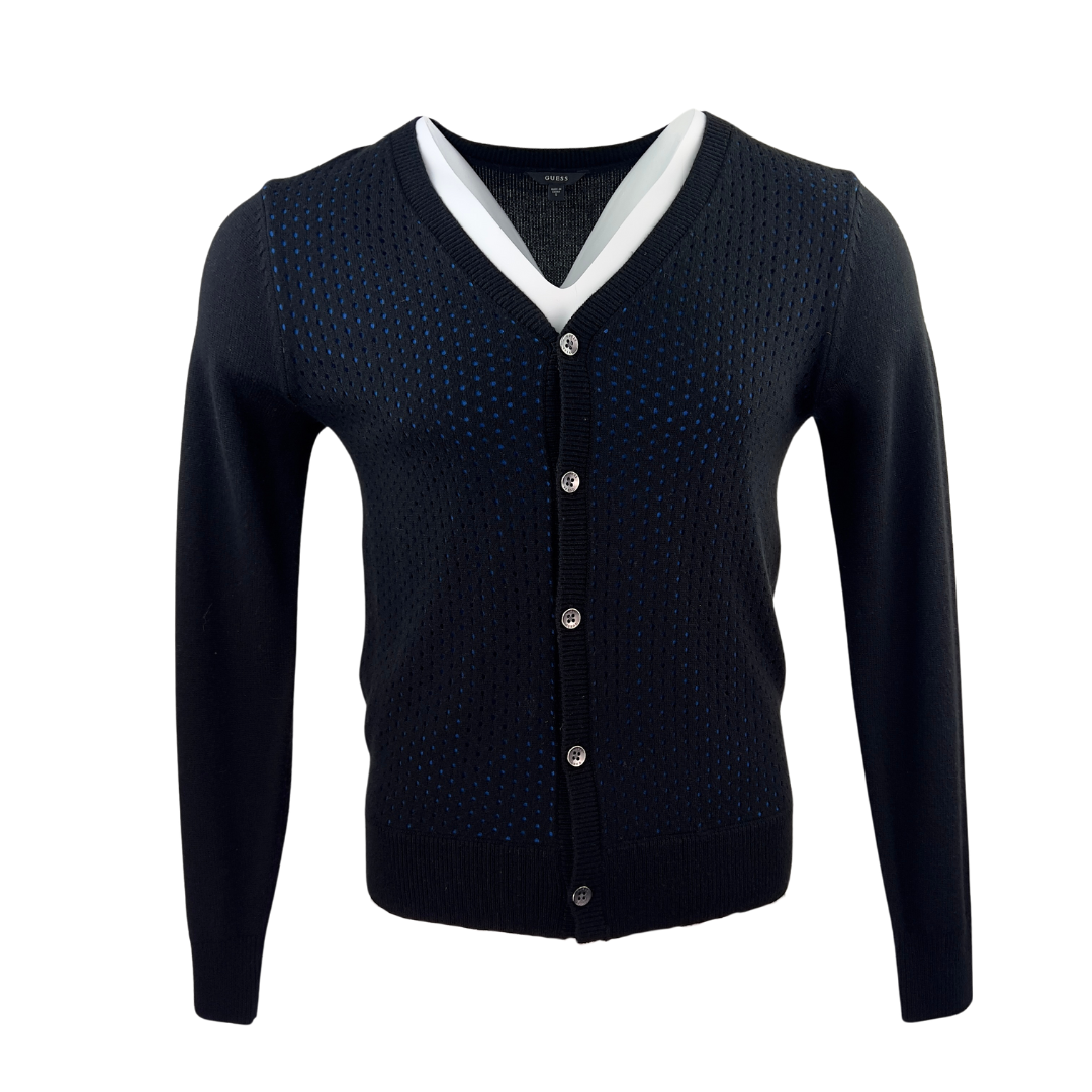 Guess Black Cardigan with Blue Underlayer