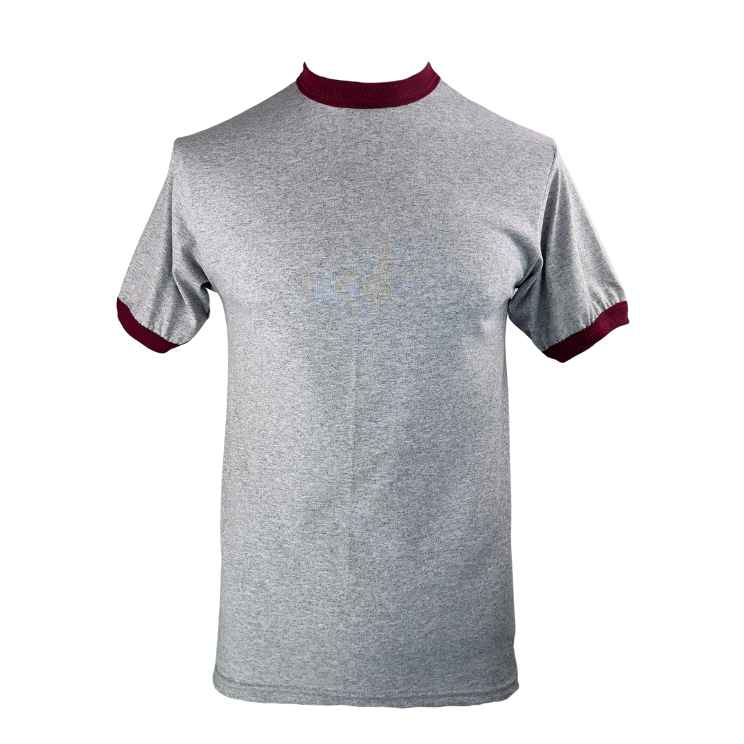 Heather Grey and Burgundy Ringer T