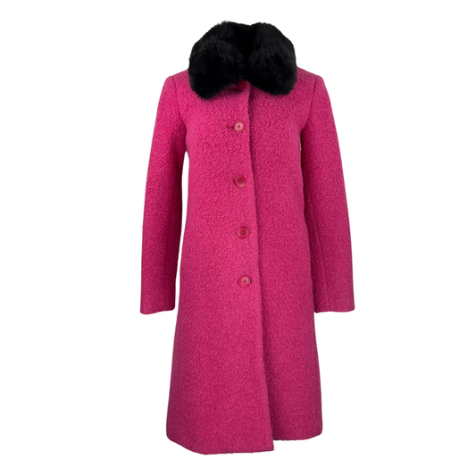 Kate Spade Pink Coat with Black Faux Fur Collar