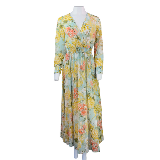 Kate and Lily Long Sleeve Yellow Floral Dress