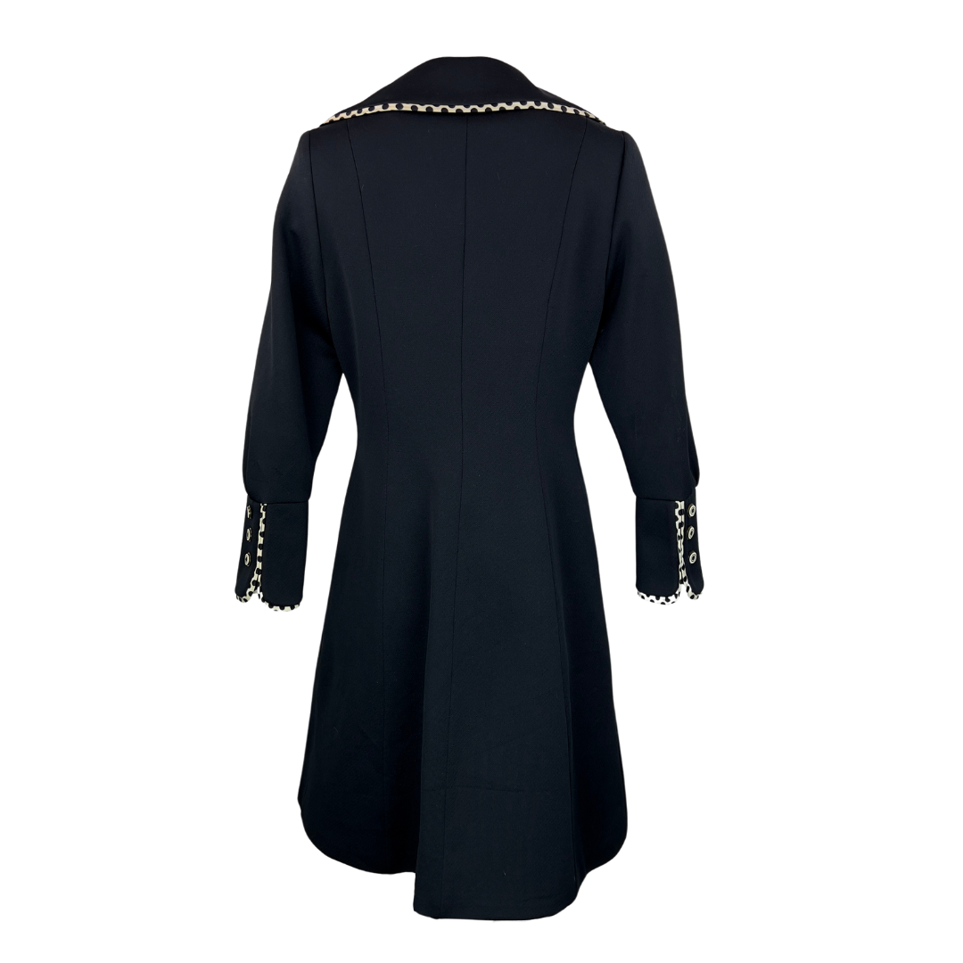 Lilli Ann Black Trench with White Striped Piping