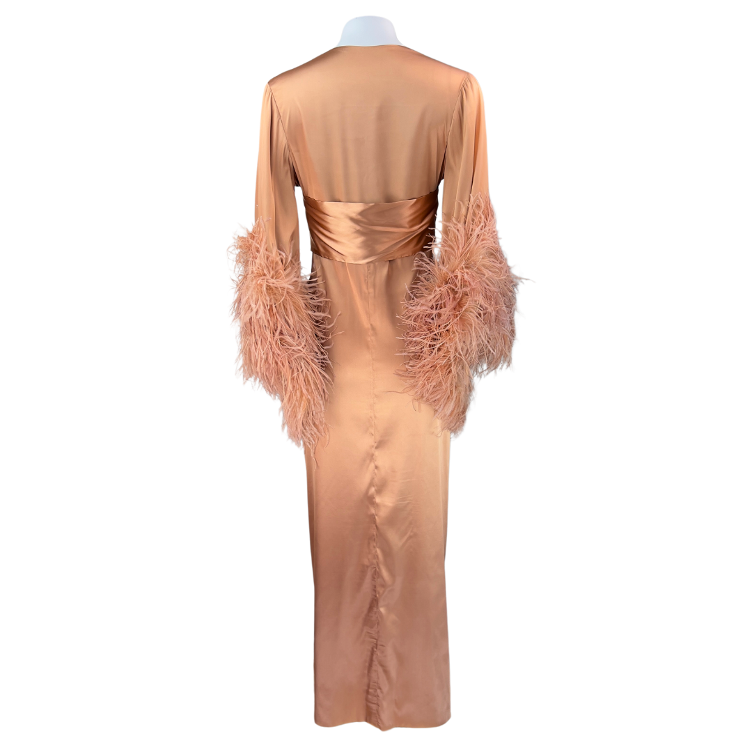D'Lish Bronze Robe with Feather Cuffs