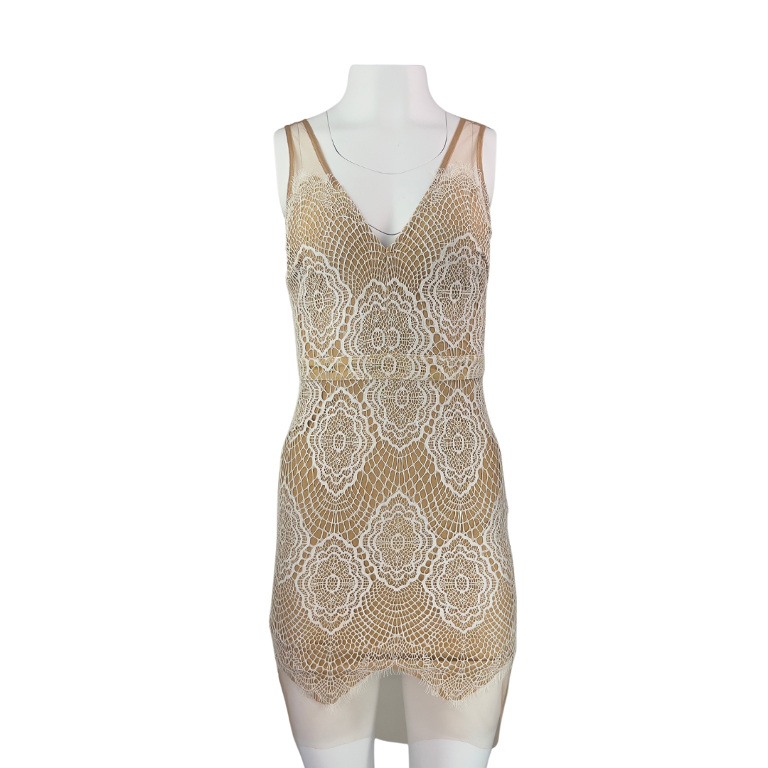 Luxxel Nude Lace Sleeveless Dress