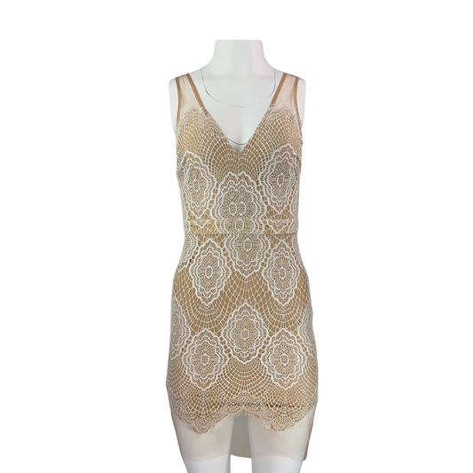 Luxxel Nude Lace Sleeveless Dress