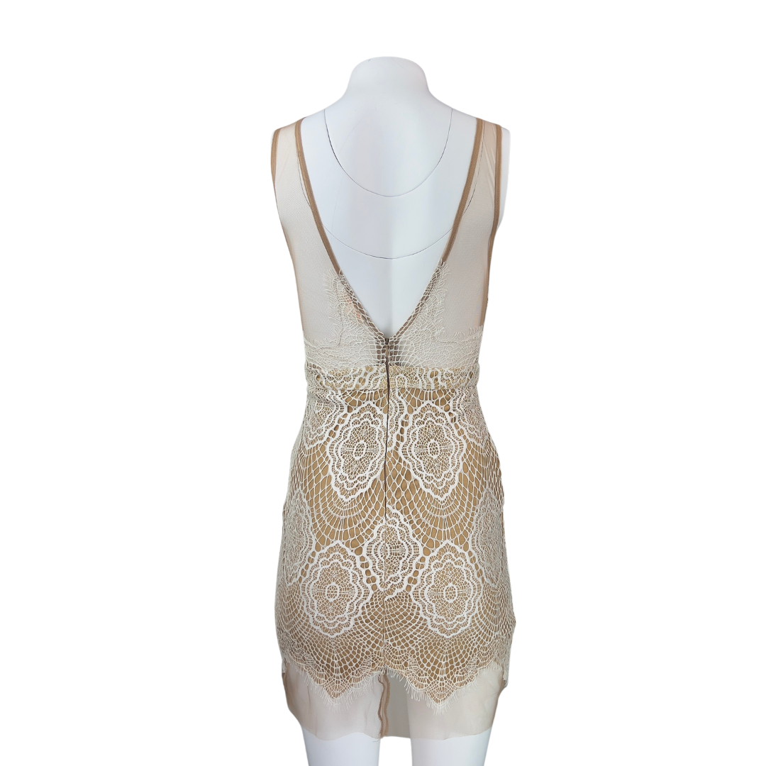 Luxxel Nude Lace Sleeveless Dress