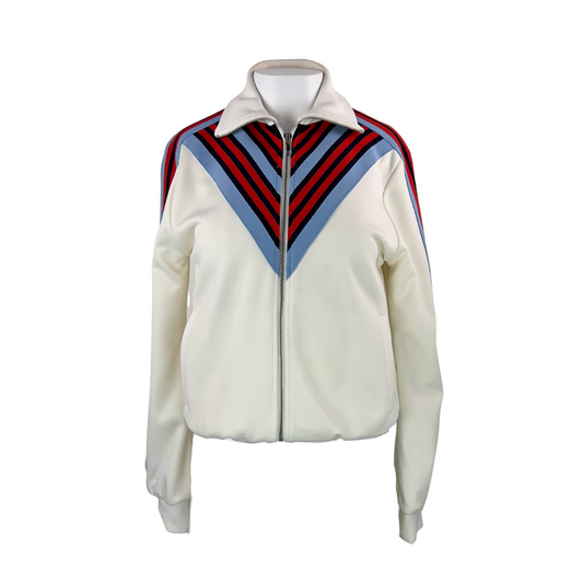 Maje Cream Bomber with Red and Blue V