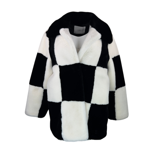 Mango Faux Fur Checker Coat