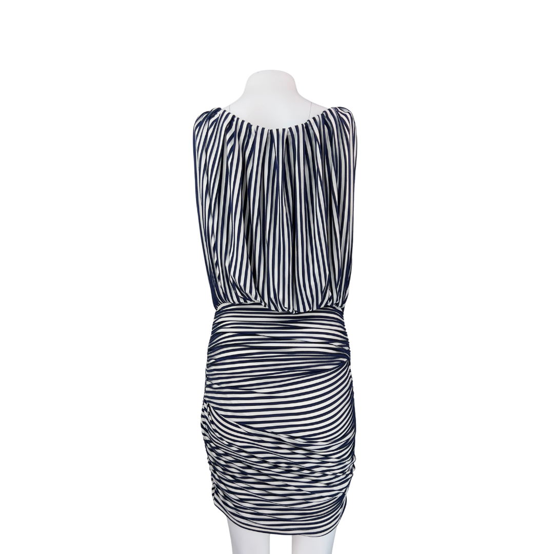 Max Studio White and Navy Stripe Sleeveless Dress