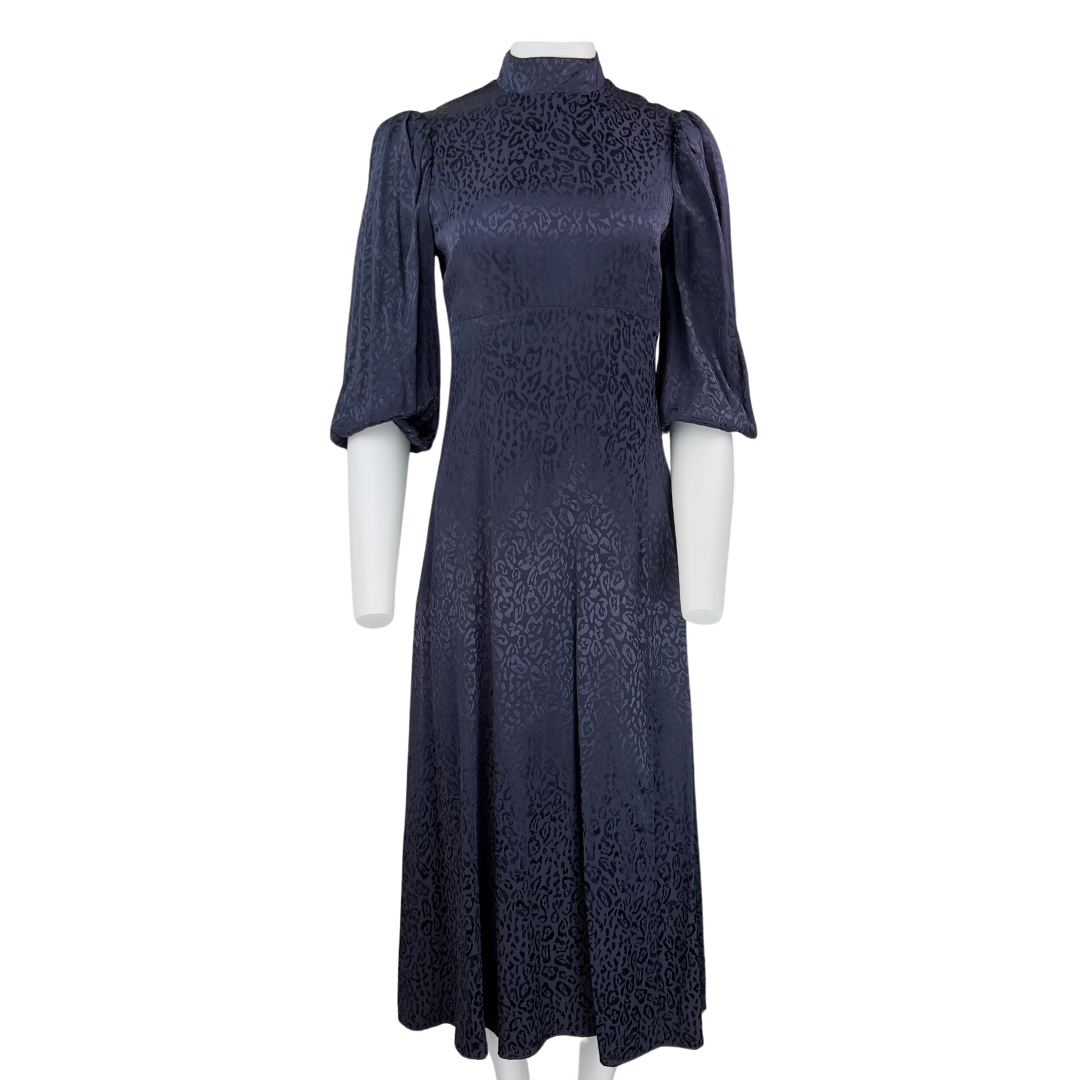 Likely Navy Satin Jacquard Dress