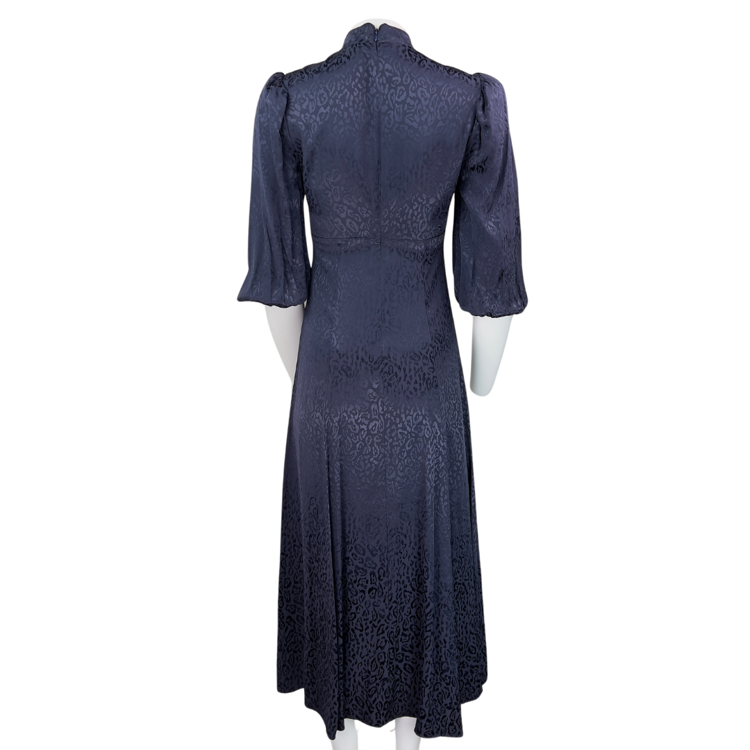 Likely Navy Satin Jacquard Dress