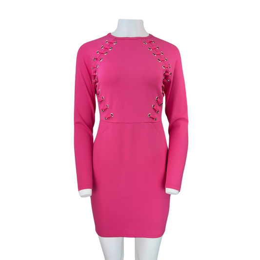 Karen Miller Pink Long Sleeve Mini Dress with Laced Grommets