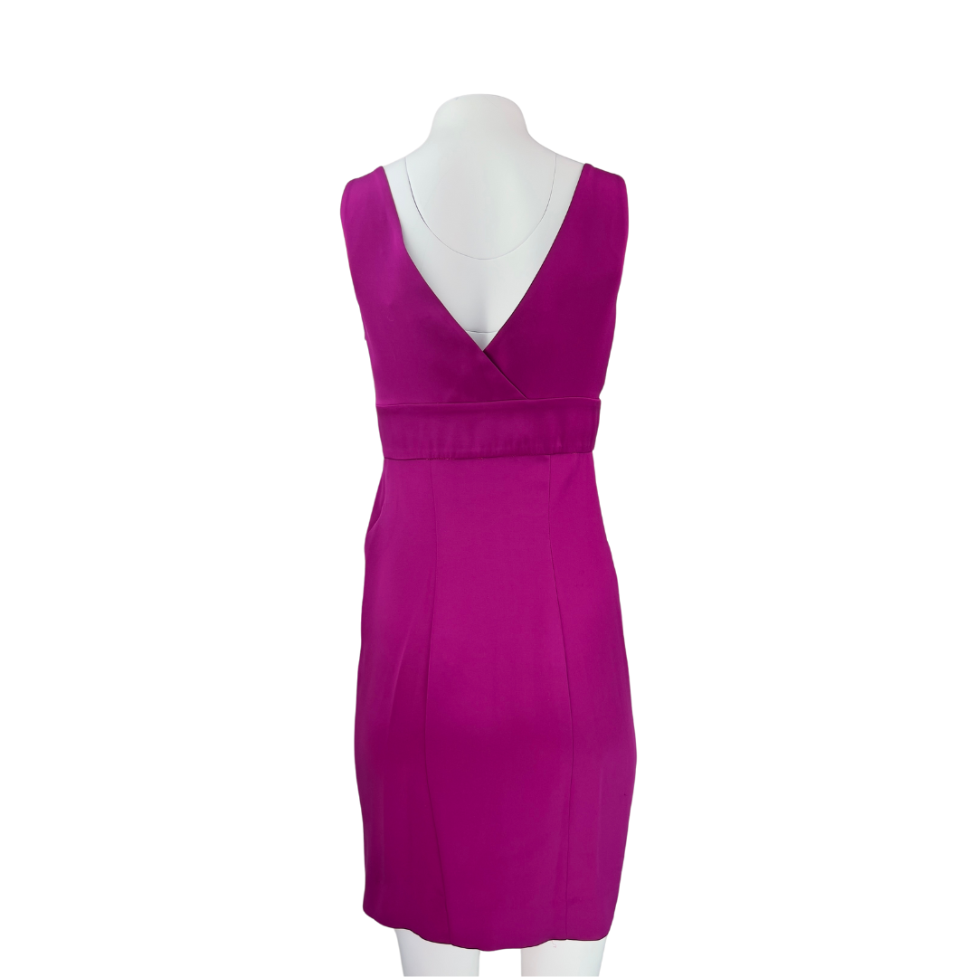 Diane Von Furstenburg Fuchsia Satin Dress with Ruffle