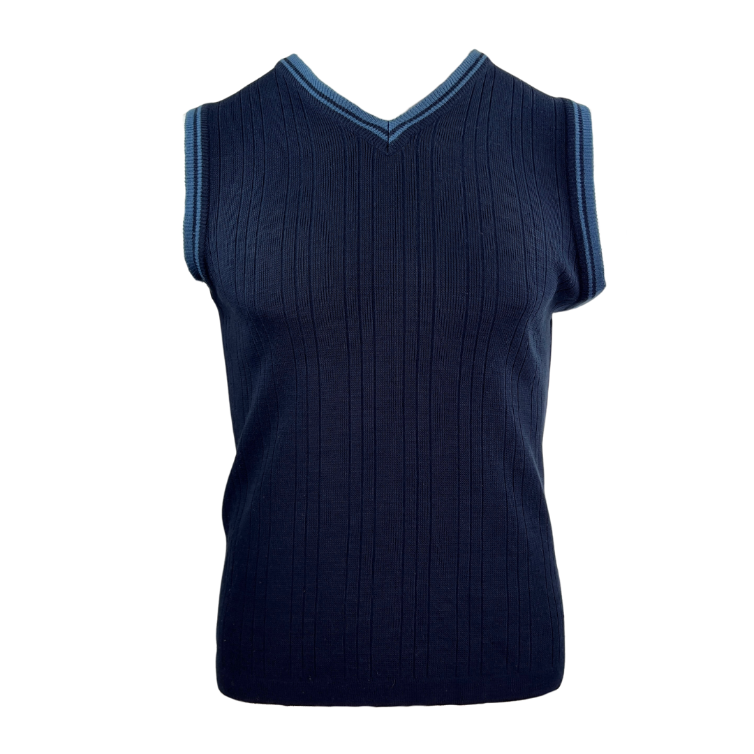 Point Zero Blue V-neck Sweater Vest with Tipping