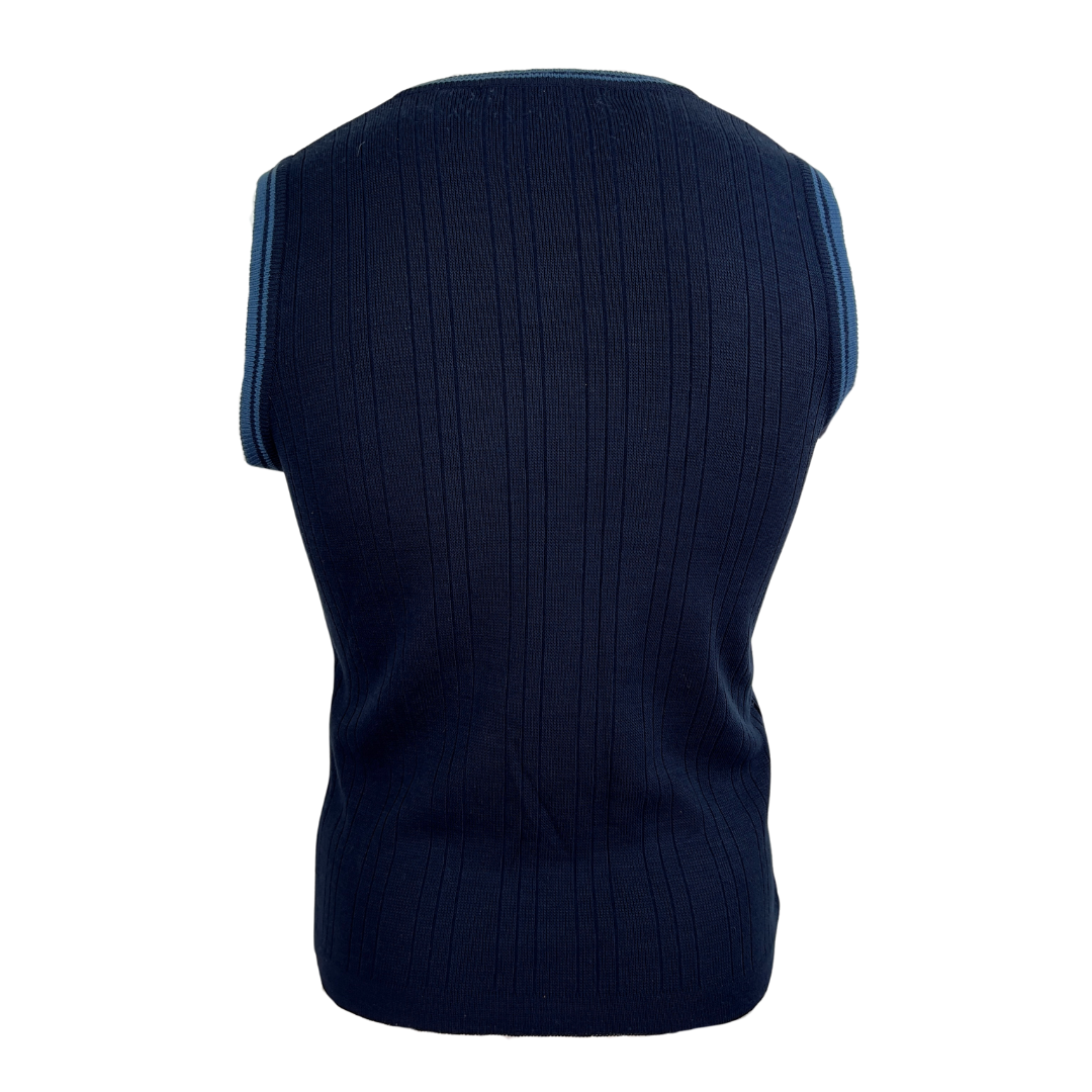 Point Zero Blue V-neck Sweater Vest with Tipping