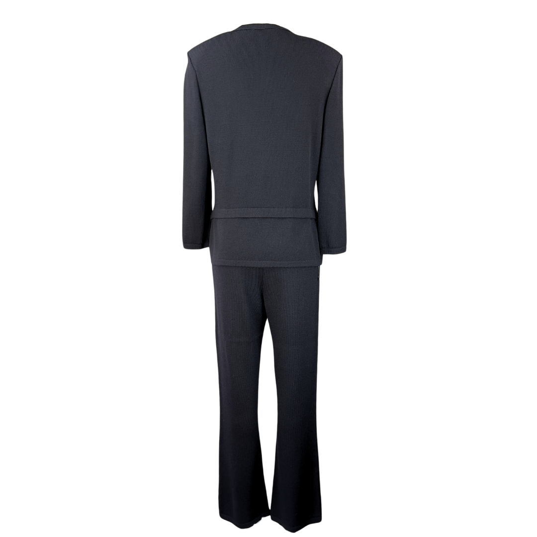 Ports Black and Burgundy Knit Top and Pant Set