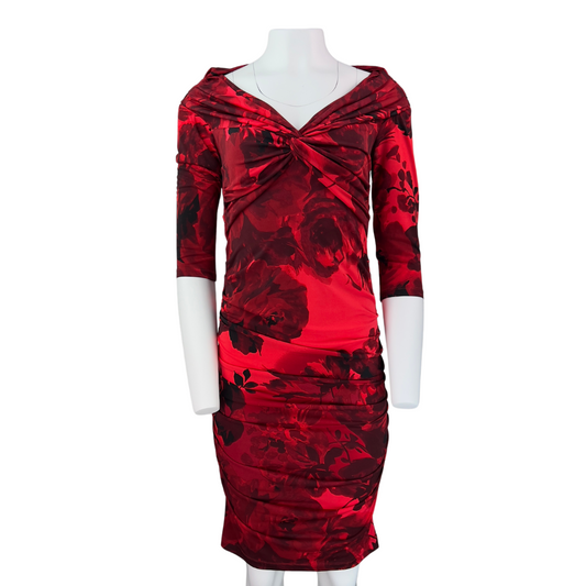 Wallis Red Rose Long Sleeve Dress