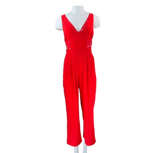 Guess Red Sleeveless Jumpsuit with Lace Detail
