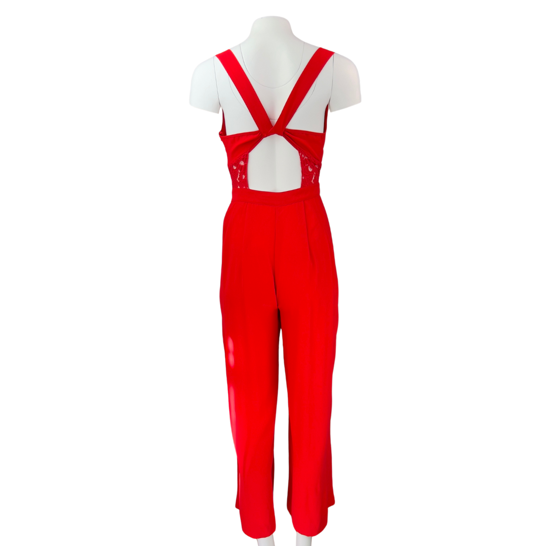 Guess Red Sleeveless Jumpsuit with Lace Detail