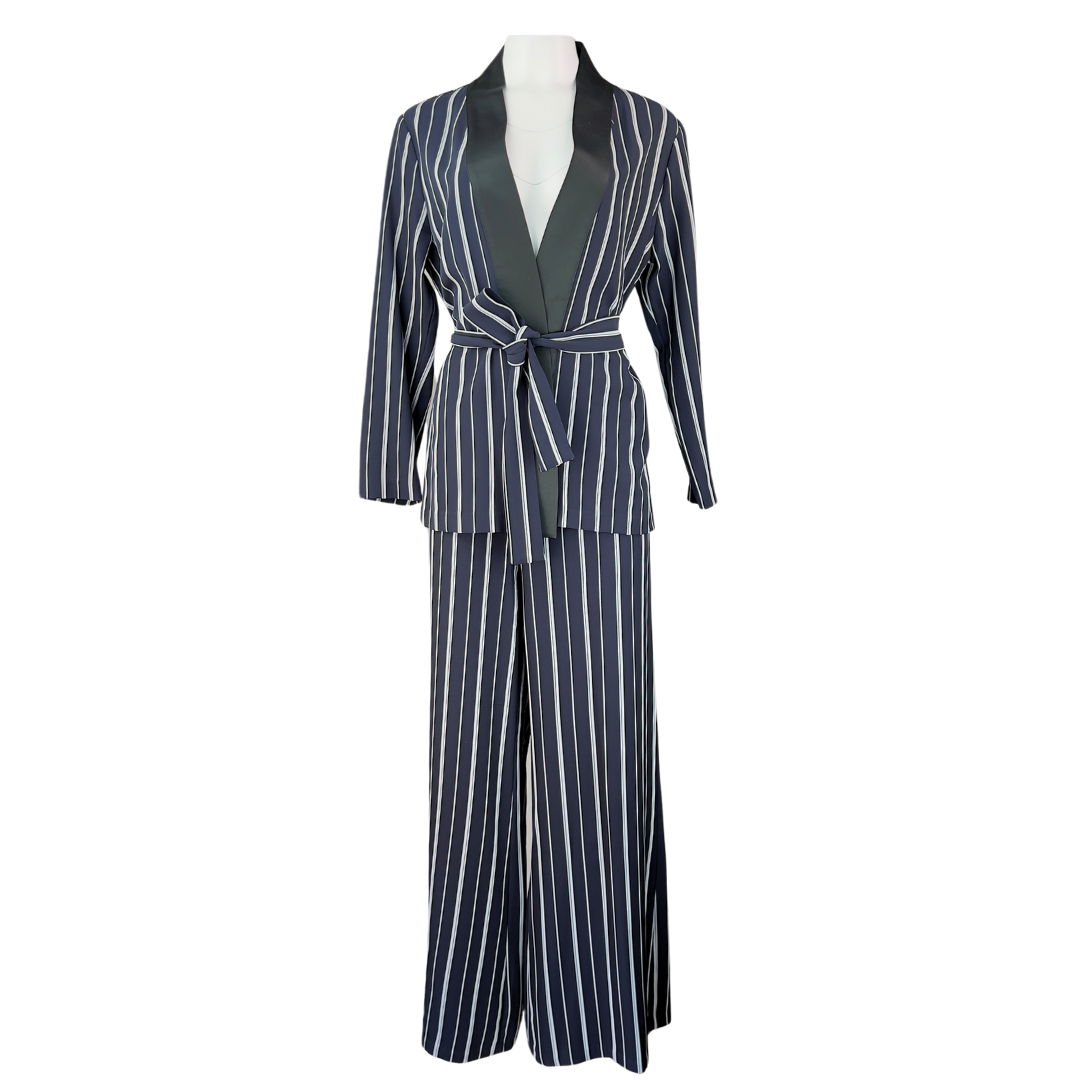 Navy, Black and White Stripe PJ Set Suit