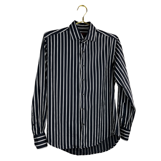 SST&C Black Dress Shirt with White Stripes