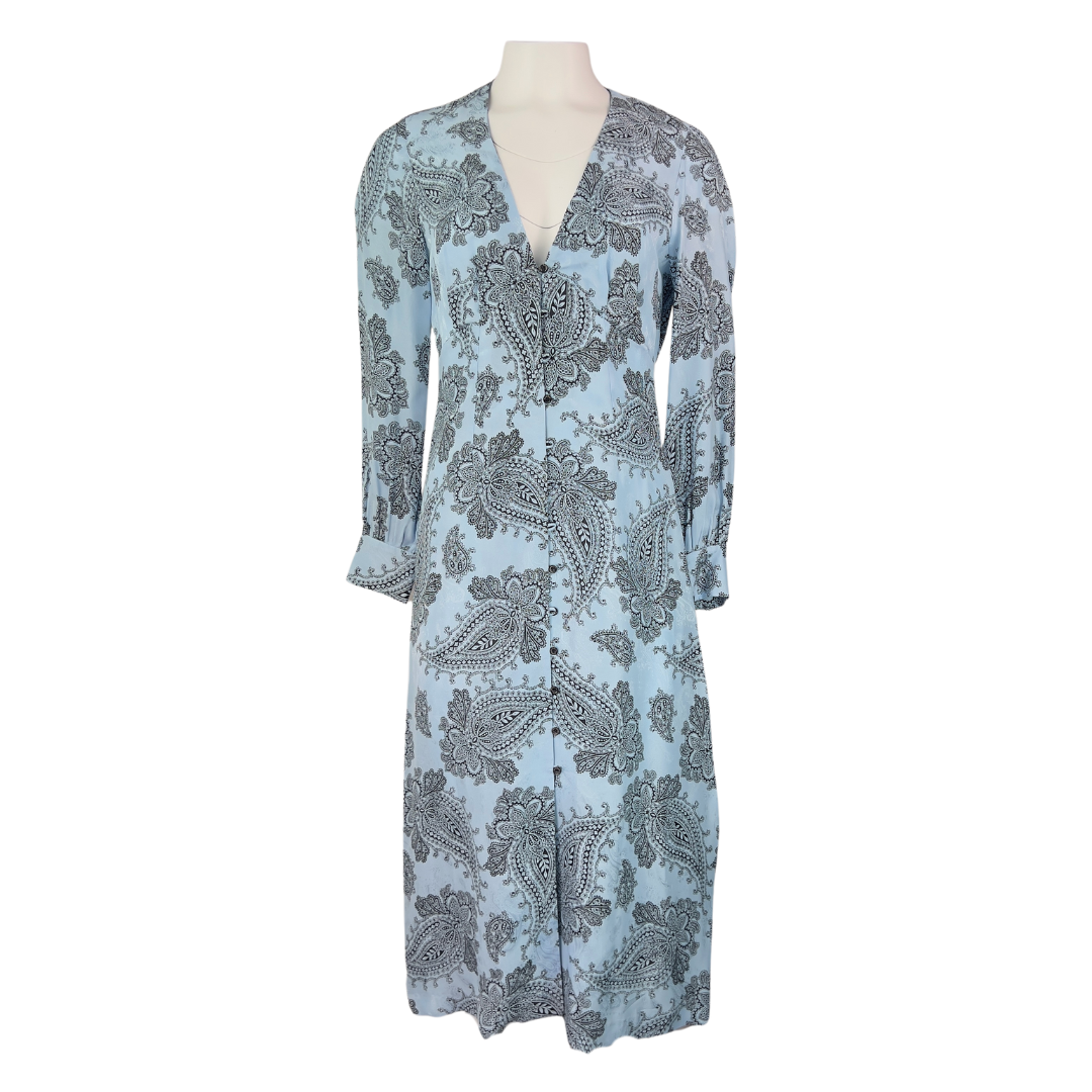 Sandro Long Sleeve Blue Paisley Midi Dress RefindStyle Sandro Long Sleeve Blue Paisley Midi Dress RefindStyle