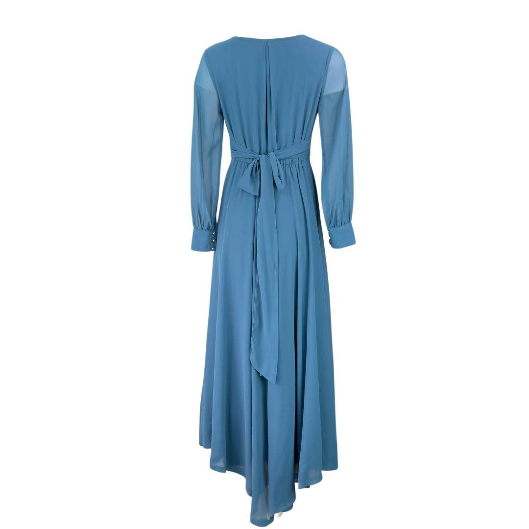 Jessake Teal Shear Long Sleeve Gown