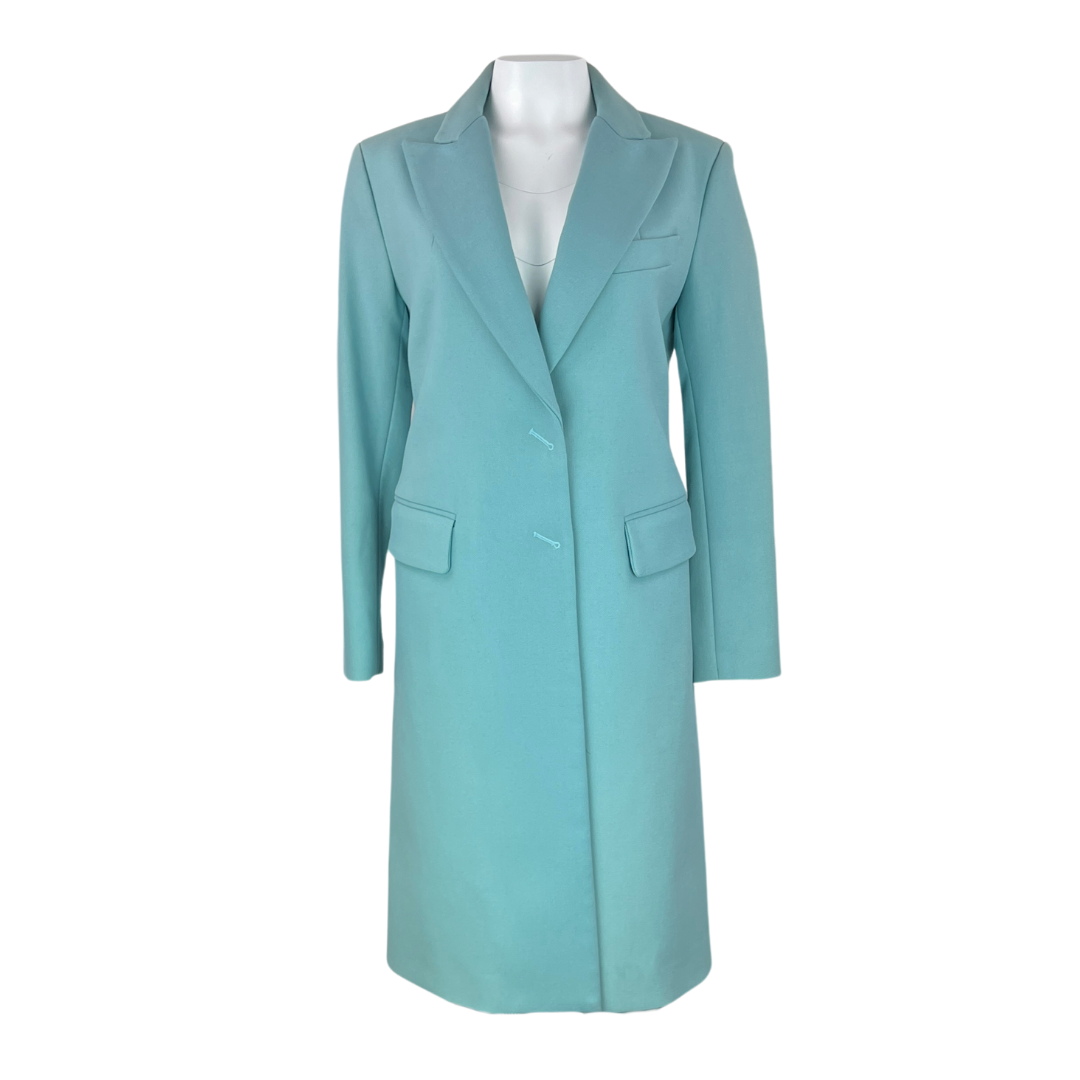 Smythe Brando Coat with Peaked Lapel in Aquamarine