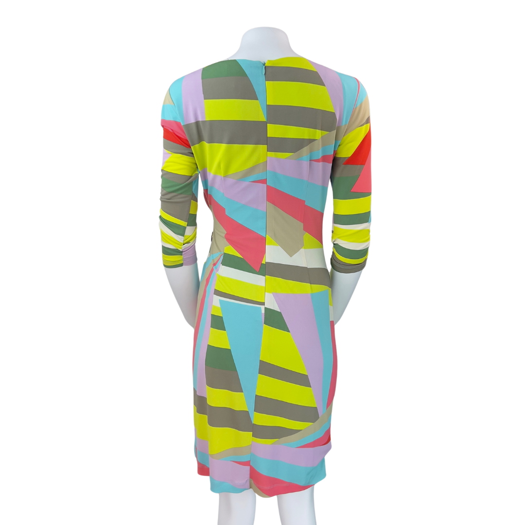 Tahari Geometric Mulit Color Wrap Dress
