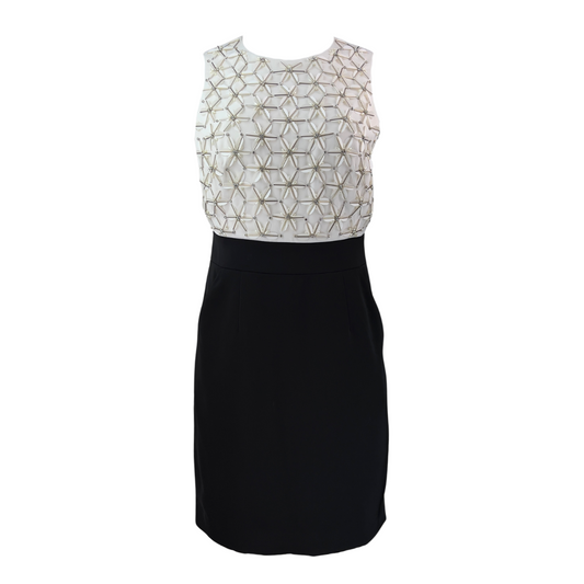 Ted Baker Black and White Sleeveless Sheath Dress
