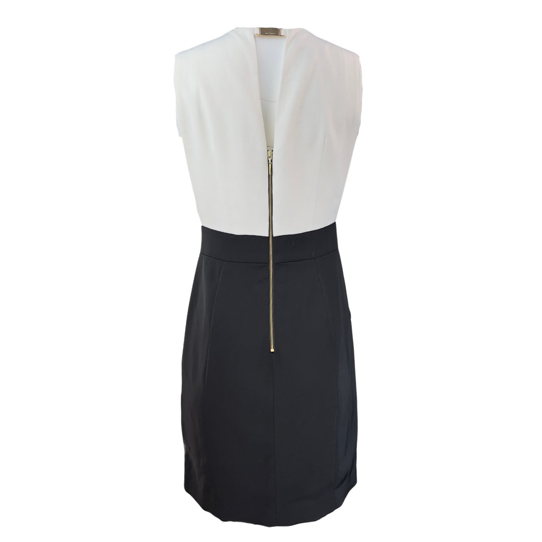 Ted Baker Black and White Sleeveless Sheath Dress