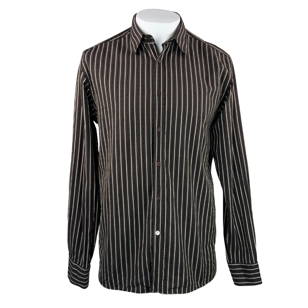 Ted Baker Brown and White Stripe Dress Shirt