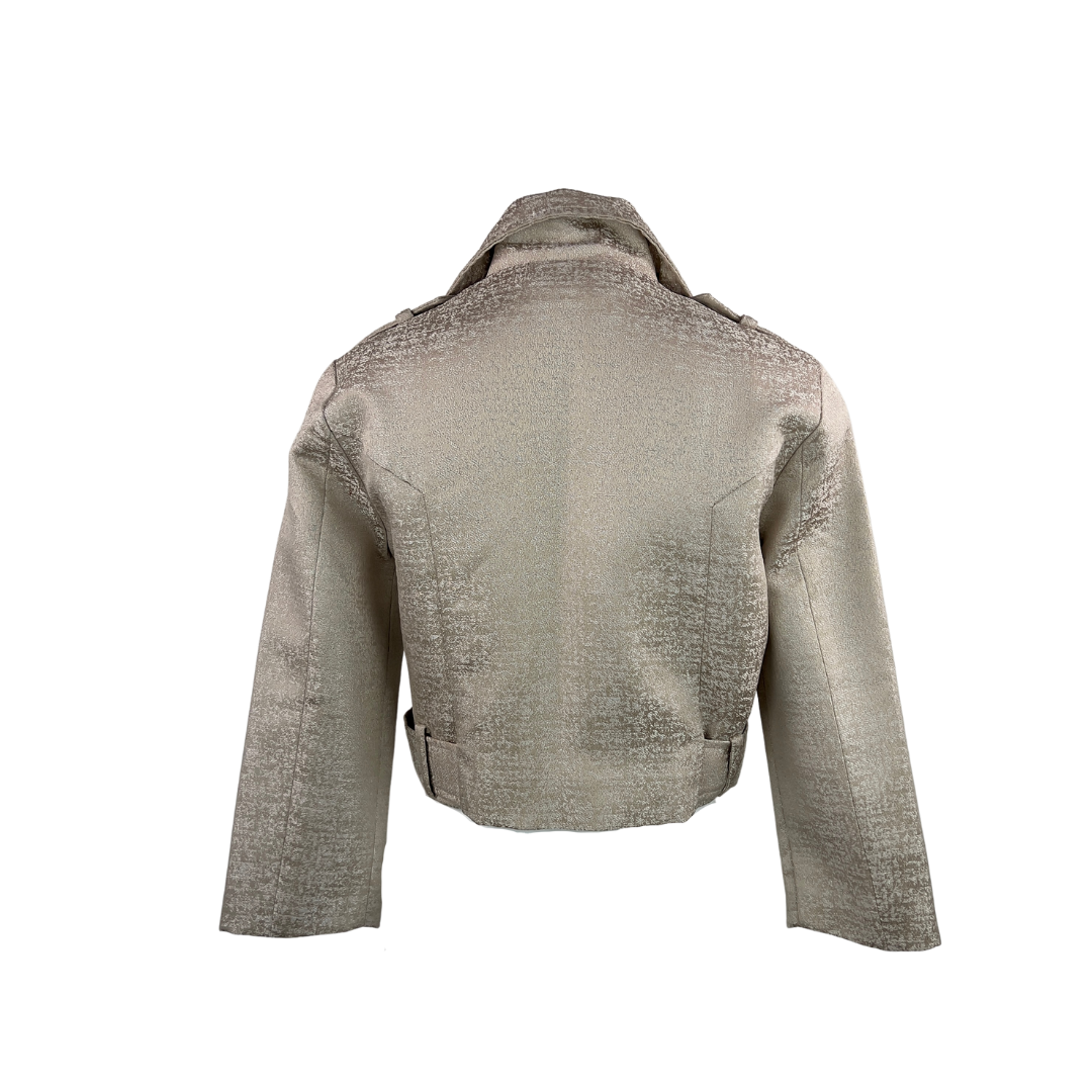 Textured Champagne Biker Jacket