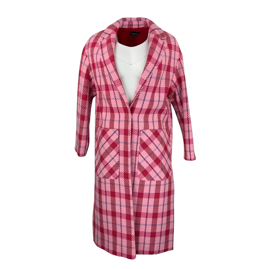 Top Shop Pink Plaid Overcoat