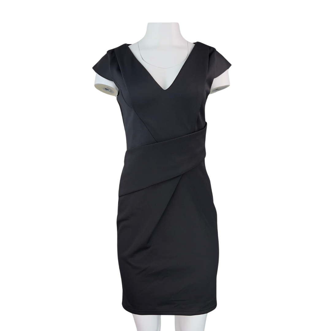 Topshop Black Vneck Sheath Dress with Gathering