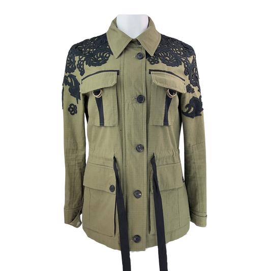 Veronica Beard Khaki Jacket with Black Lace