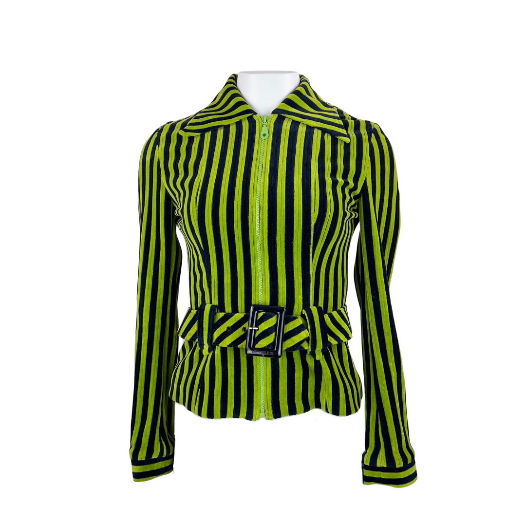 Vintage 1970's Green and Navy Striped Jacket