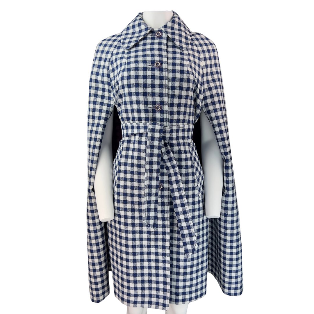 Vintage Blue and White Gingham Cape