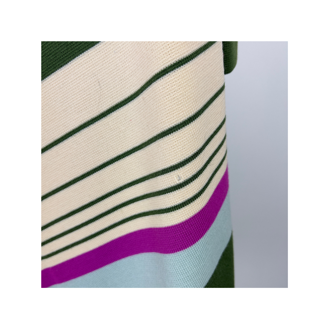Vintage Italian Green and Cream Striped Cape Coat