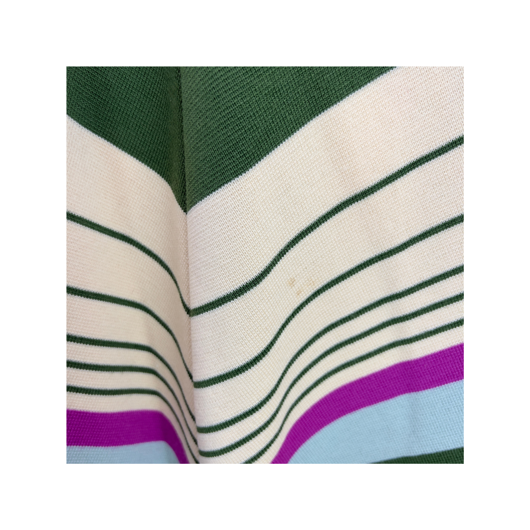 Vintage Italian Green and Cream Striped Cape Coat